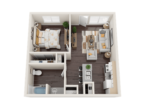 a floor plan of a 1 bedroom apartment